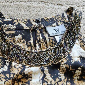 Classy Beaded Halter Neckline on luscious polyester top Size S
